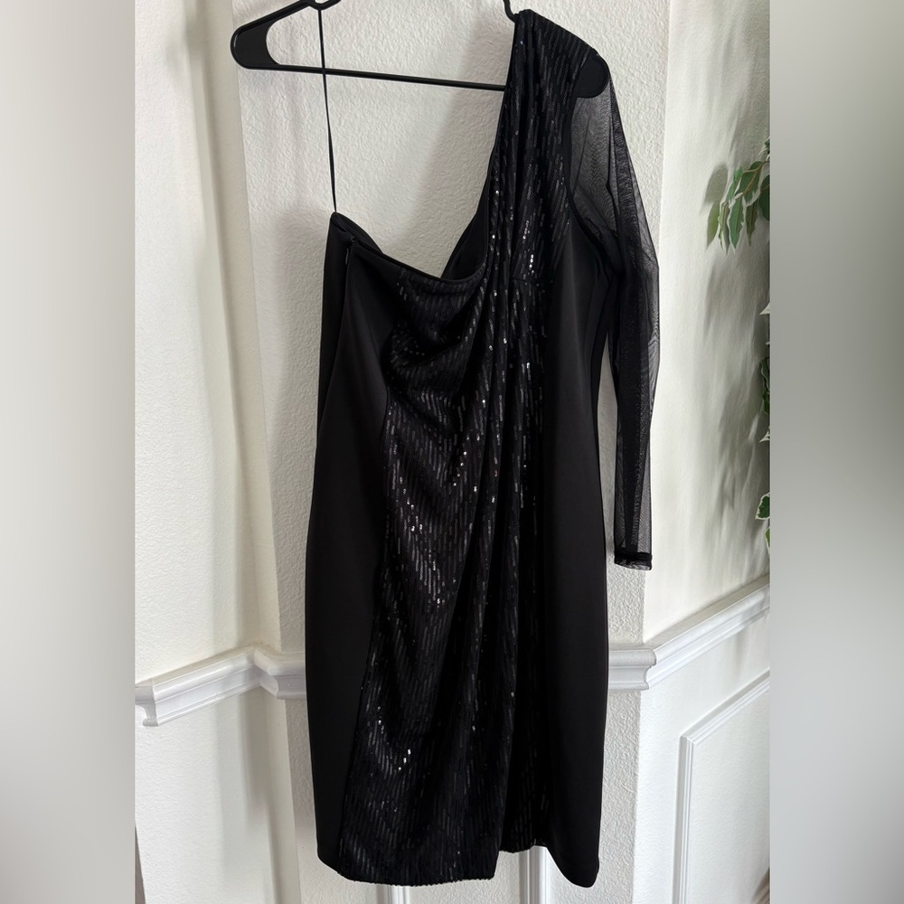 Lane Bryant Black Sequin One-Shoulder Dress - Picture 2 of 10
